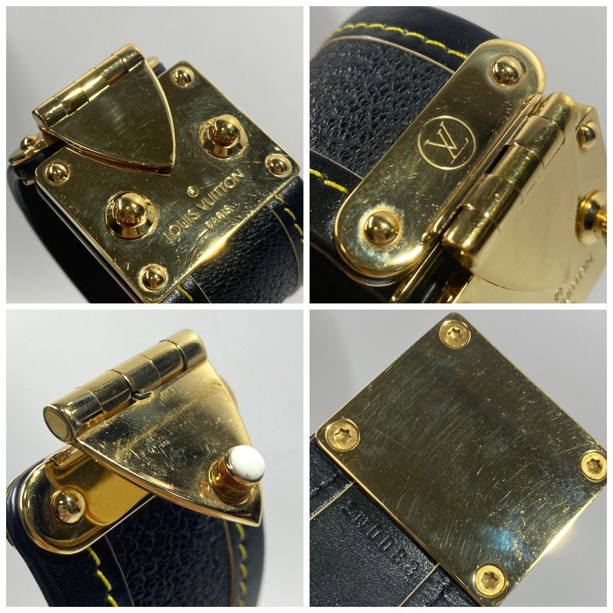 中古美品】ルイ・ヴィトン ブラスレ セリュールM92750バングル 黒革