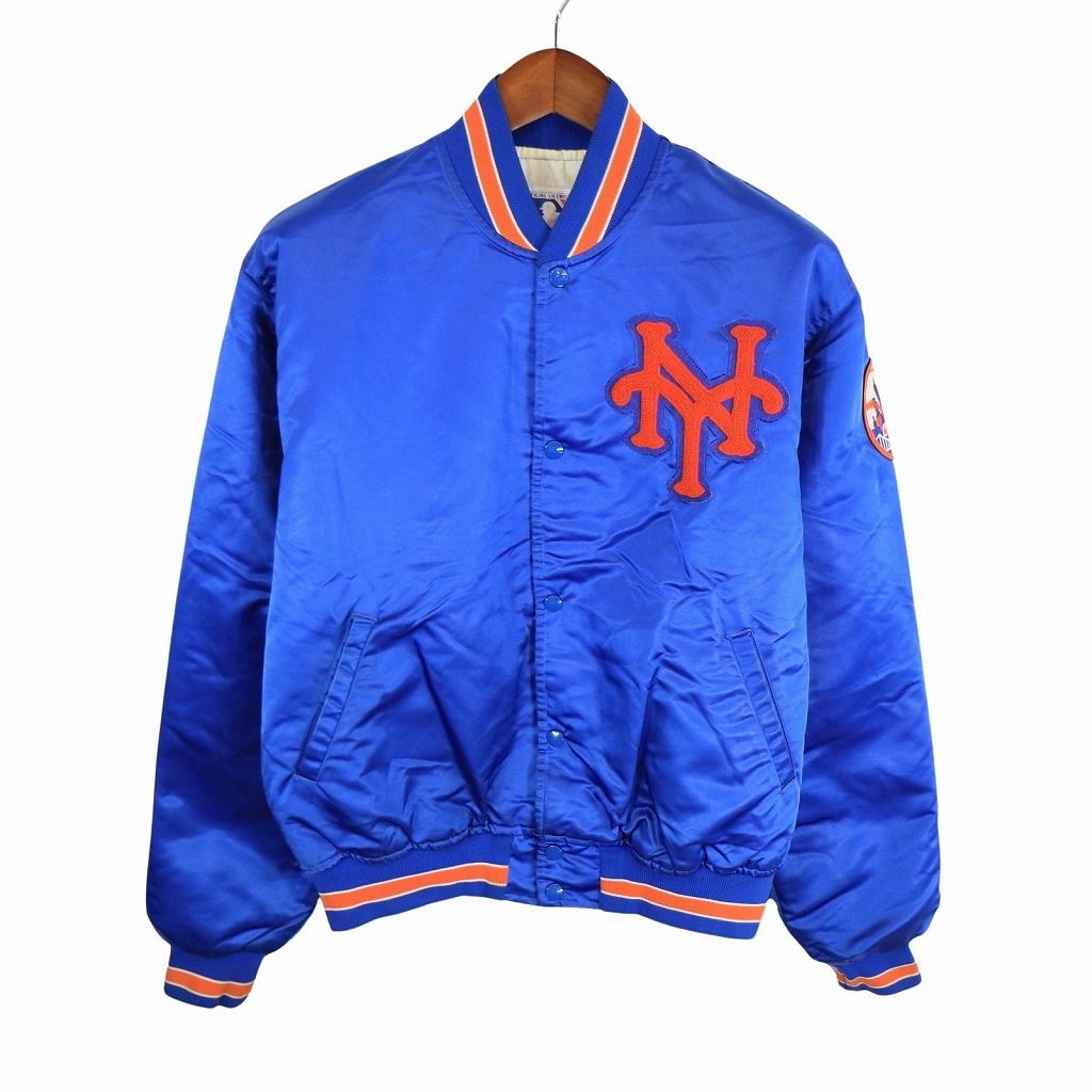 90年代 USA製 STARTER スターター ニューヨークメッツ スタジアムジャケット アメカジ プロチーム ブルー (メンズ L) 中古 古着  O7491