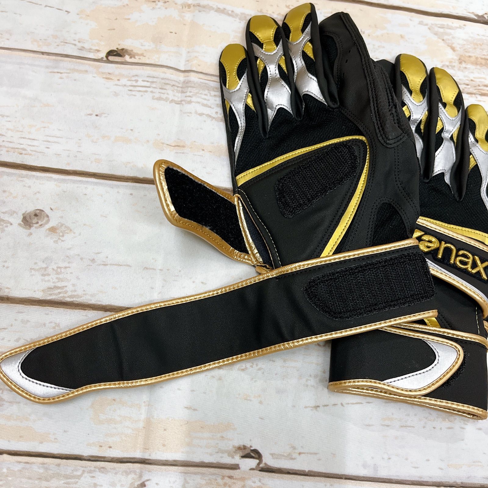 【新品】手袋　ザナックス BBG108 バッティング手袋 両手 Lサイズ　野球 ザナックス バッティング手袋（一般用） 黒×金 両手 新品 - メルカリ