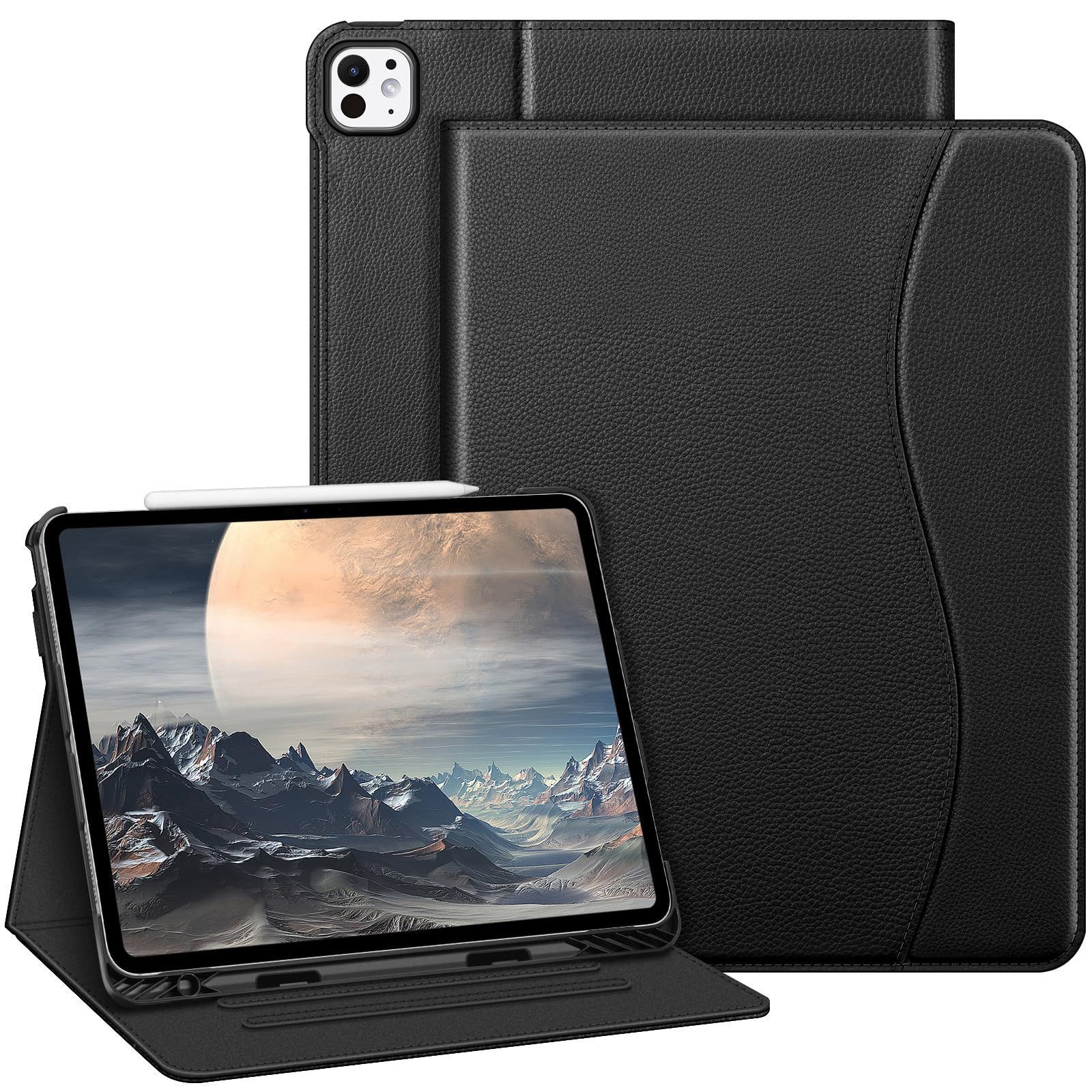 Fintie iPad Pro 13インチ(M4) ケース2024 保護カバー Apple Pencil 収納可能 Apple Pencil Proワイヤレス充電対応 ２つ折スタンド マルチ視角 オートスリープ機能付き 傷つけ防止 PU合成レザー(