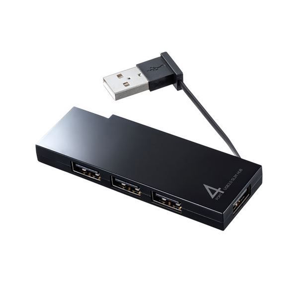 （まとめ）サンワサプライ USB2.0ハブ（4ポート・ブラック） USB-2H416BK【&times;3セット】