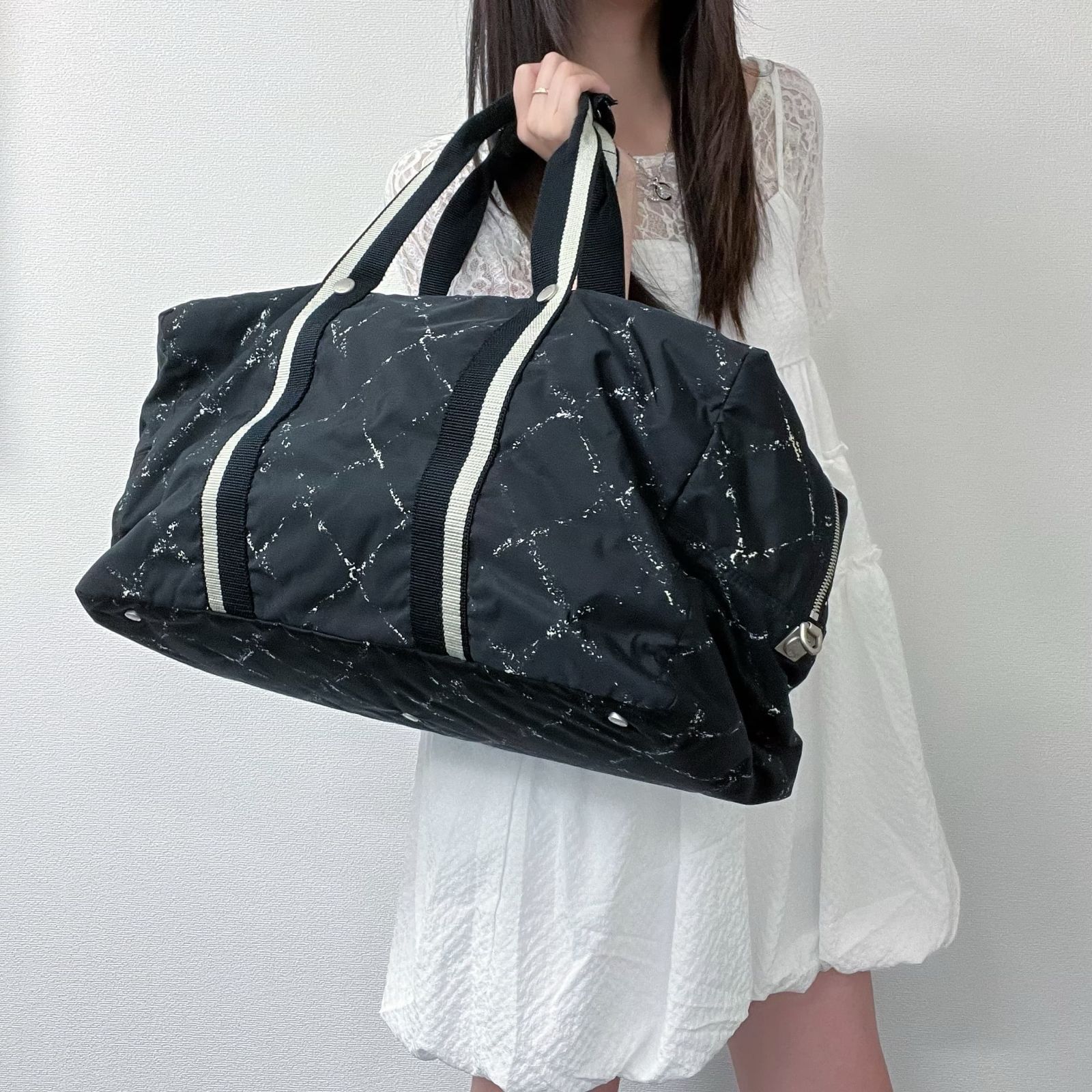 中古】CHANEL シャネル ココマーク トラベルライン ボストンバッグ  