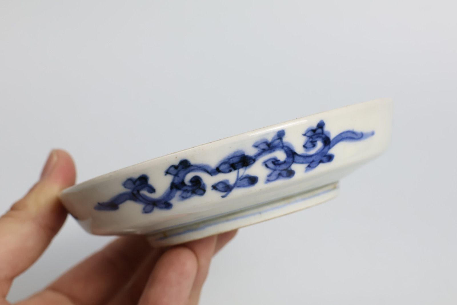 827 色絵 花 鶴 古伊万里 伊万里焼 骨董 アンティーク 小皿 5客セット