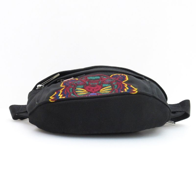 【美品】KENZO ケンゾー ボディバッグ タイガー刺繍 ブラック KENZO ケンゾー tiger タイガー 虎 BELT BAG ベルトバッグ