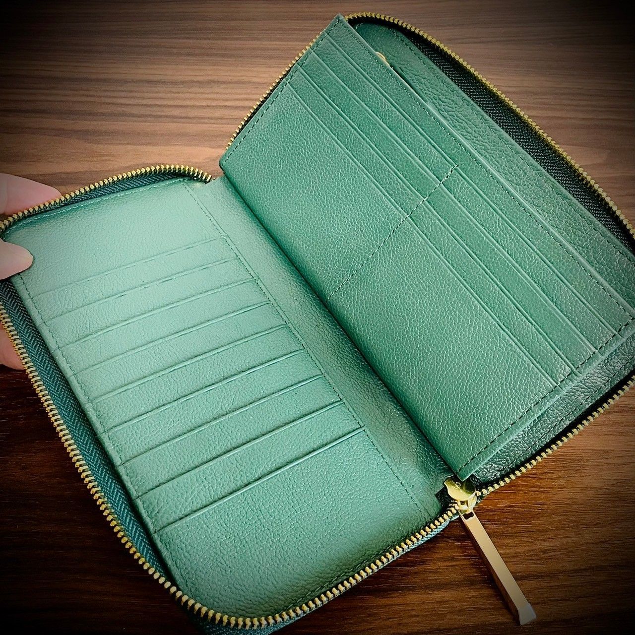 シャイニング クロコダイル メンズ財布 二つ折り 財布 グリーン 緑