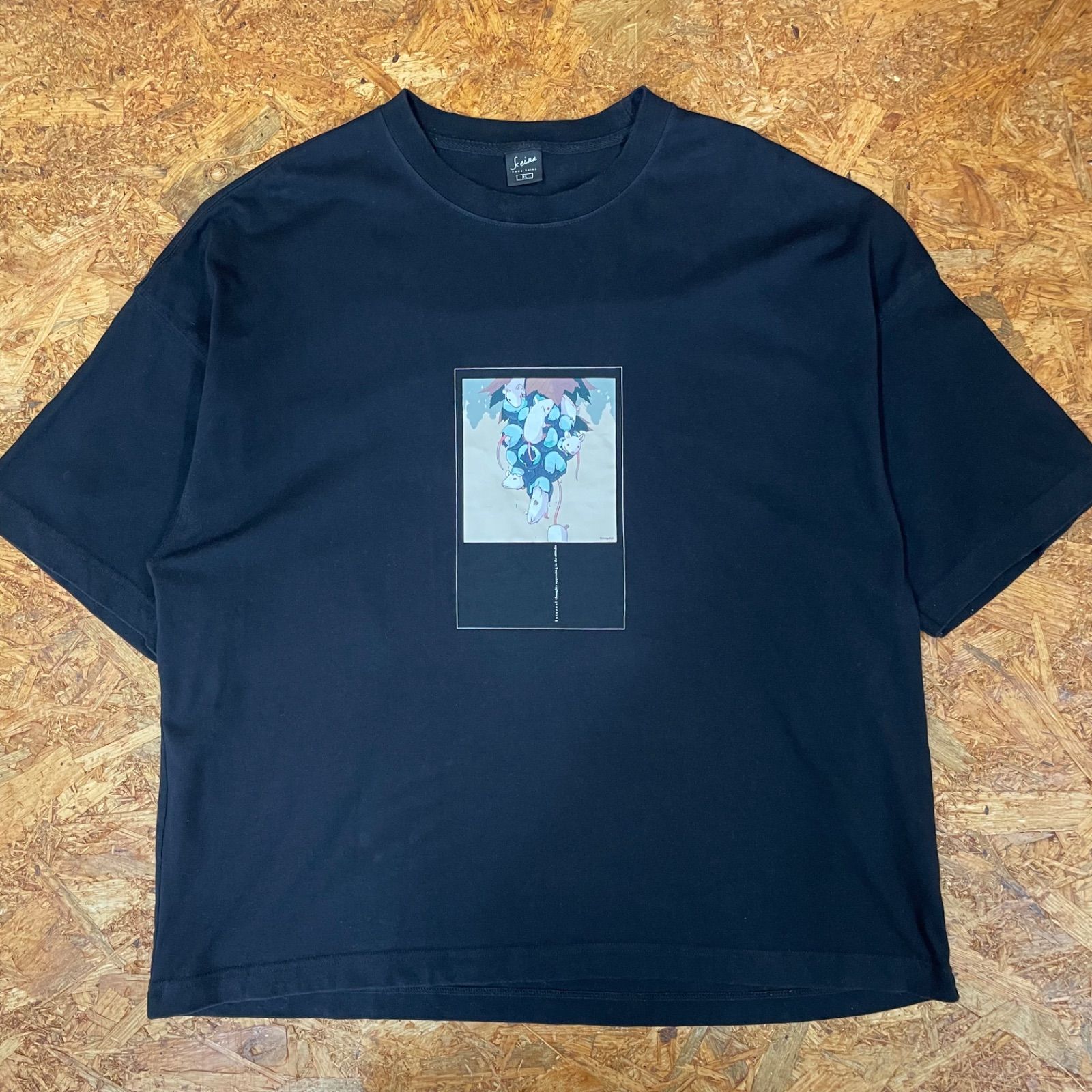 suda keina オーバーサイズTシャツ XL ブラック 半袖 須田景凪 ビッグT ワイドシルエット GU ユーズド USED 古着