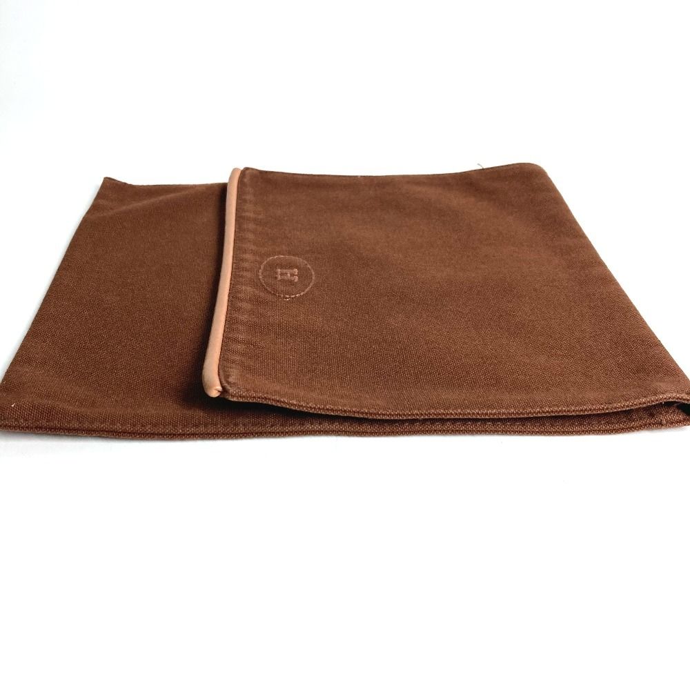 【最安値】 HERMES エルメス ポーチ Hロゴ 縦型 フラップ キャンバス ブラウン