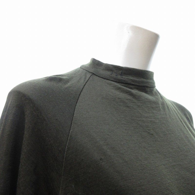 ヨウジヤマモト YOHJI YAMAMOTO ウール カットソー 長袖 背面ジップ モスグリーン 緑系 3 約Mサイズ IBO73 ヨウジヤマモト YOHJI YAMAMOTO ウール カットソー 長袖 背面