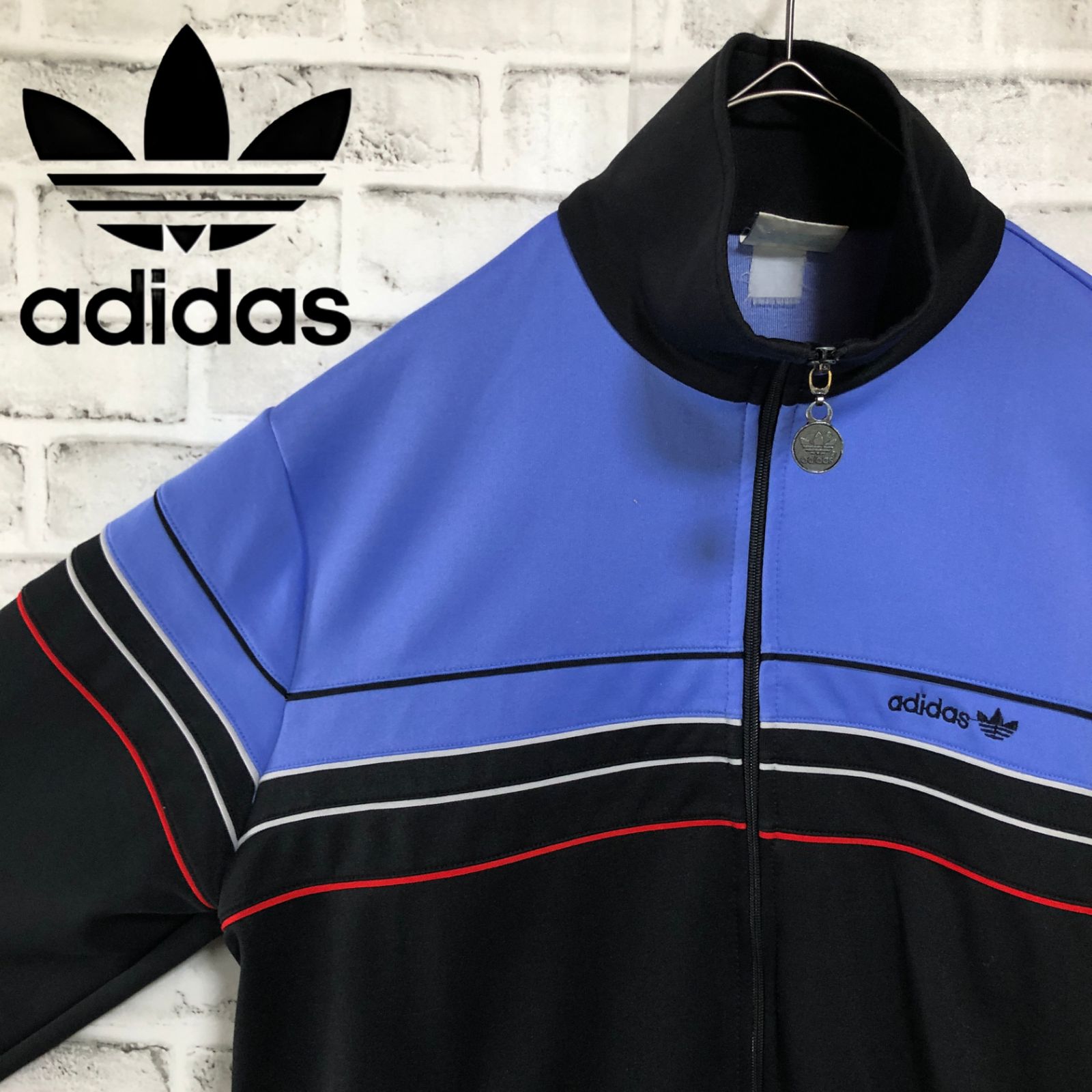 70s ⭐️adidas トラックジャケット/ジャージ M 刺繍ロゴ トレファイル 