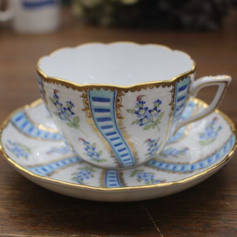 ヘレンド Herend レア 忘れな草 ターコイズブルー カップ&ソーサー