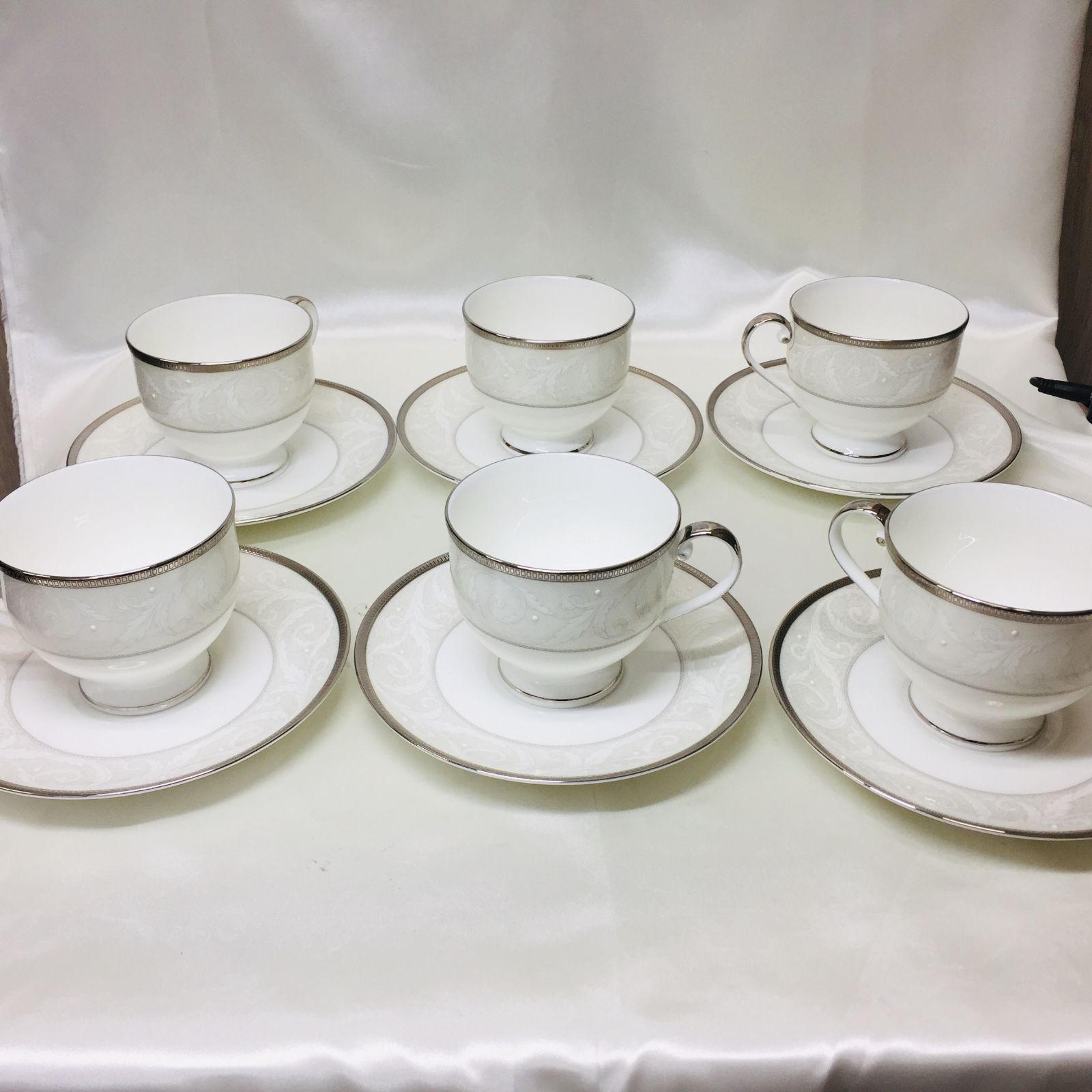 S ナルミ ボーンチャイナ プラチナム カップ ソーサー 6客セット 食器 ティーセット