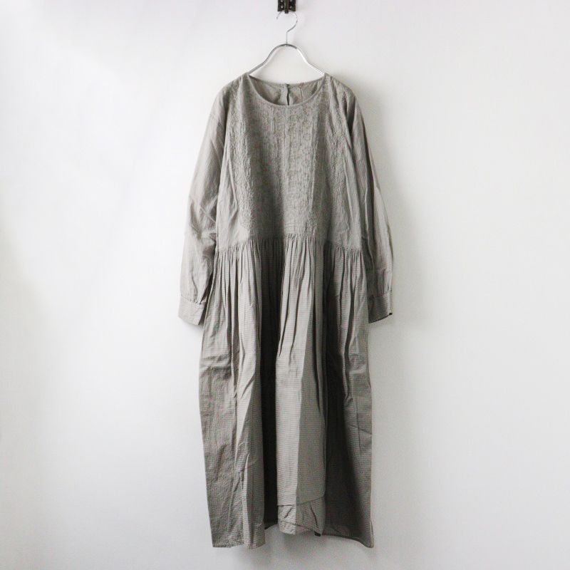 2025AW メゾンドソイル maison de soil 80’S ORGANIC SMALL CHECK BACK OPENING EMB DRESS 刺繍ワンピース 1 2400014441956