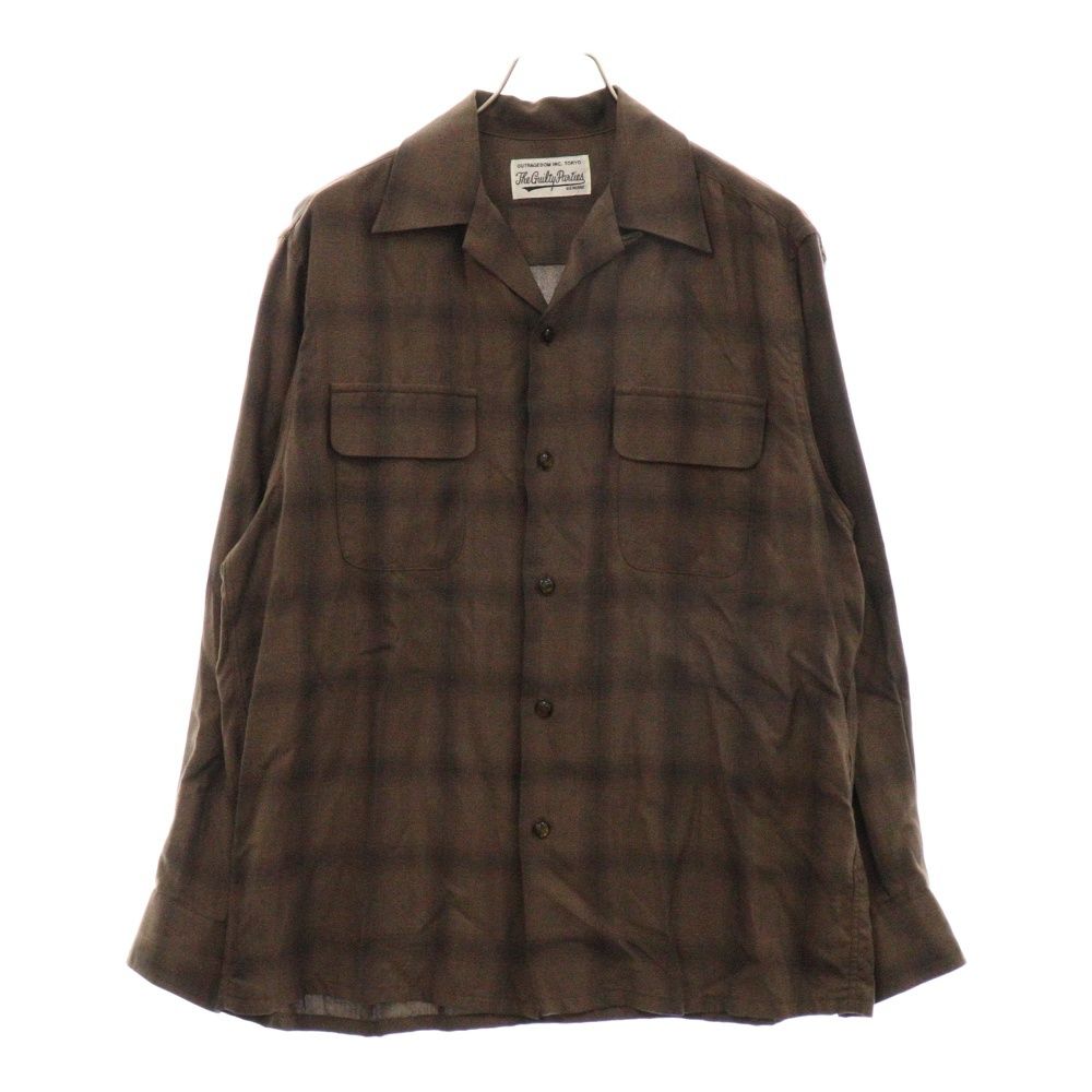 WACKO MARIA (ワコマリア) OMBRAY CHECK OPEN COLLAR SHIRTS L/S オンブレチェック オープンカラー  長袖レーヨンシャツ ブラウン - メルカリ