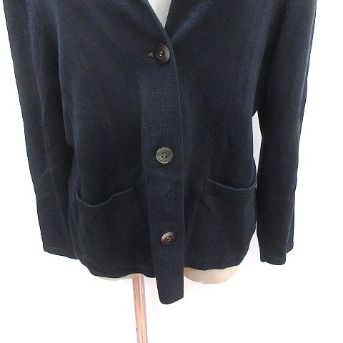 【新品】Aquascutum カーディガン 紺色 ロゴ刻印ボタン L AR51 アクアスキュータム AQUASCUTUM ニット カーディガン ジャケット