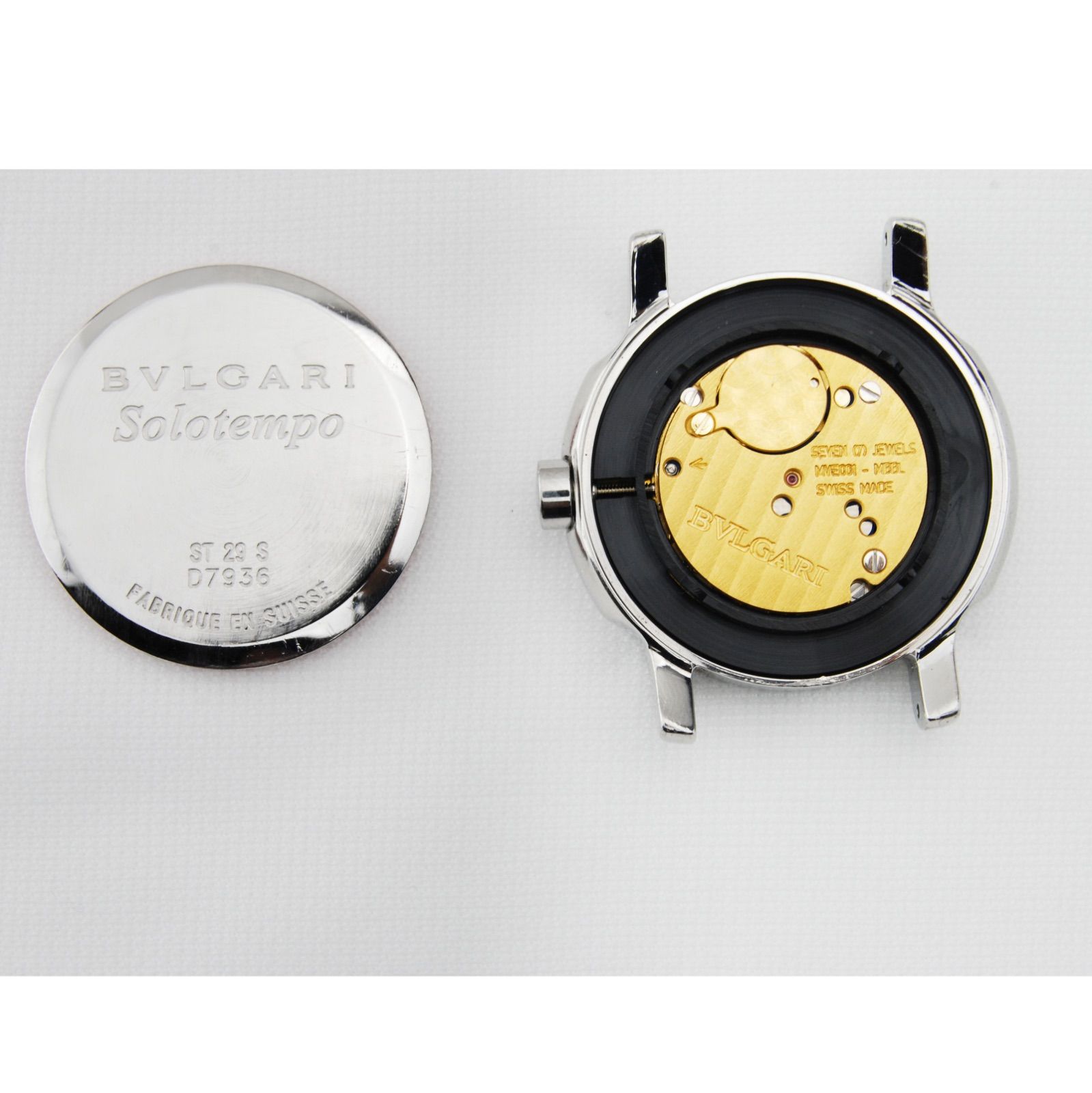 可動品【BVLGARI/ブルガリ】ソロテンポ ST29S　スイス製　デイト表示　ブラックダイヤル　シルバー　QZ　レディース腕時計　G322 1円 稼働 良品 ブルガリ ソロテンポ ST29S QZ シルバー文字盤⁄ブラック
