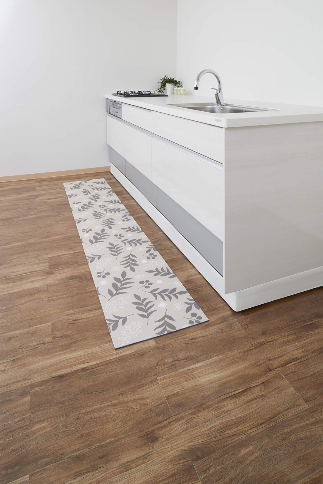 it id リーフ 240 ロングキッチンマット 45×240×0.6 cm すべりにくい素材 水に強い アール R カット LK-001-AA