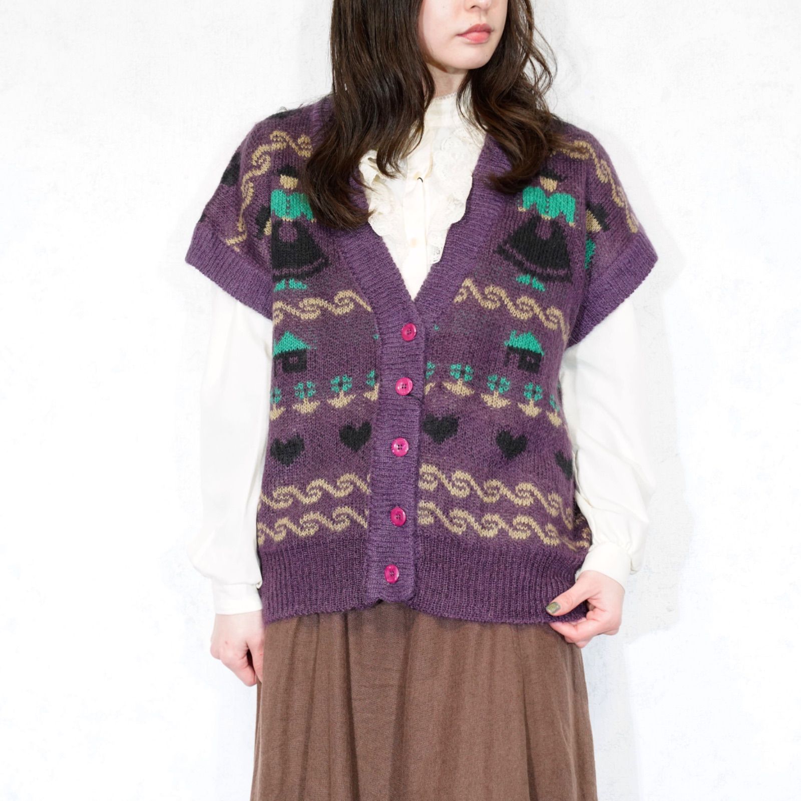USA VINTAGE DALL LCO ROMA FANCY DESIGN MOHAIR KNIT VEST|アメリカ古着ファンシーデザインモヘアニットベスト