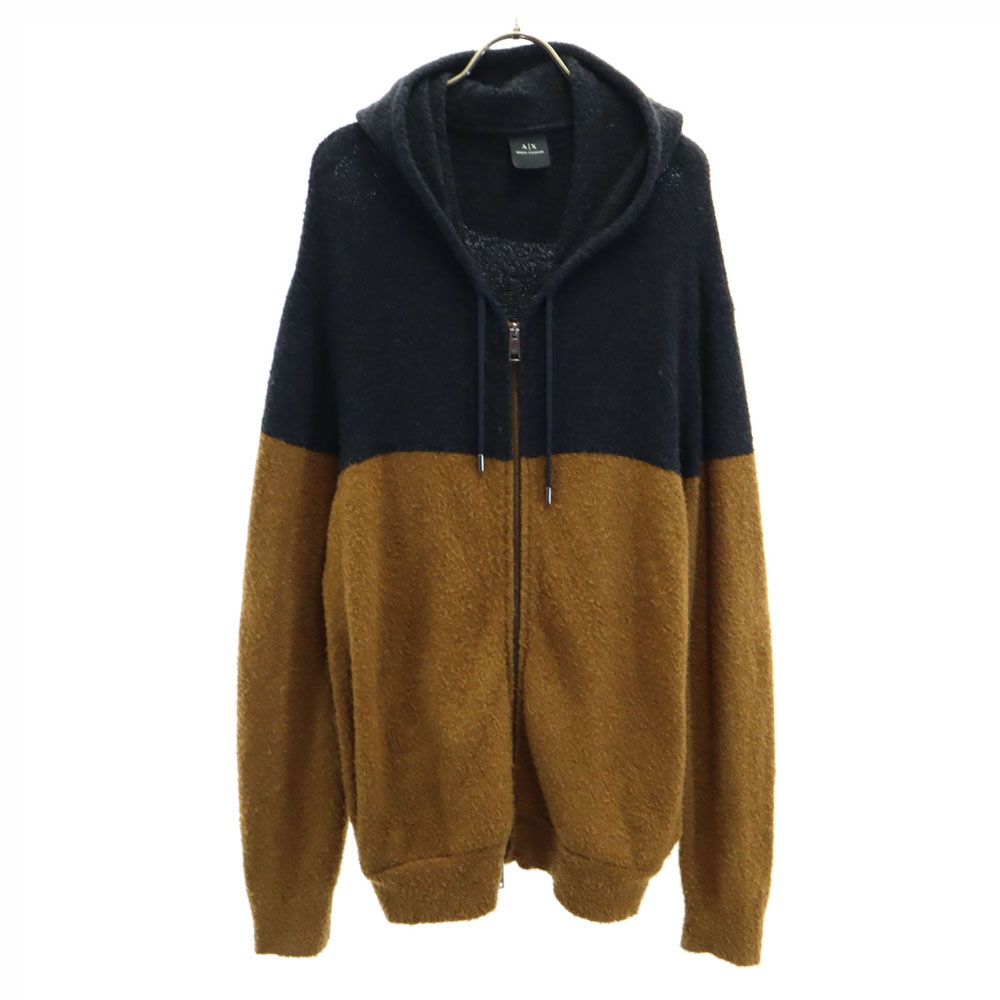 アルマーニエクスチェンジ バイカラー 長袖 ボア ジップパーカー L