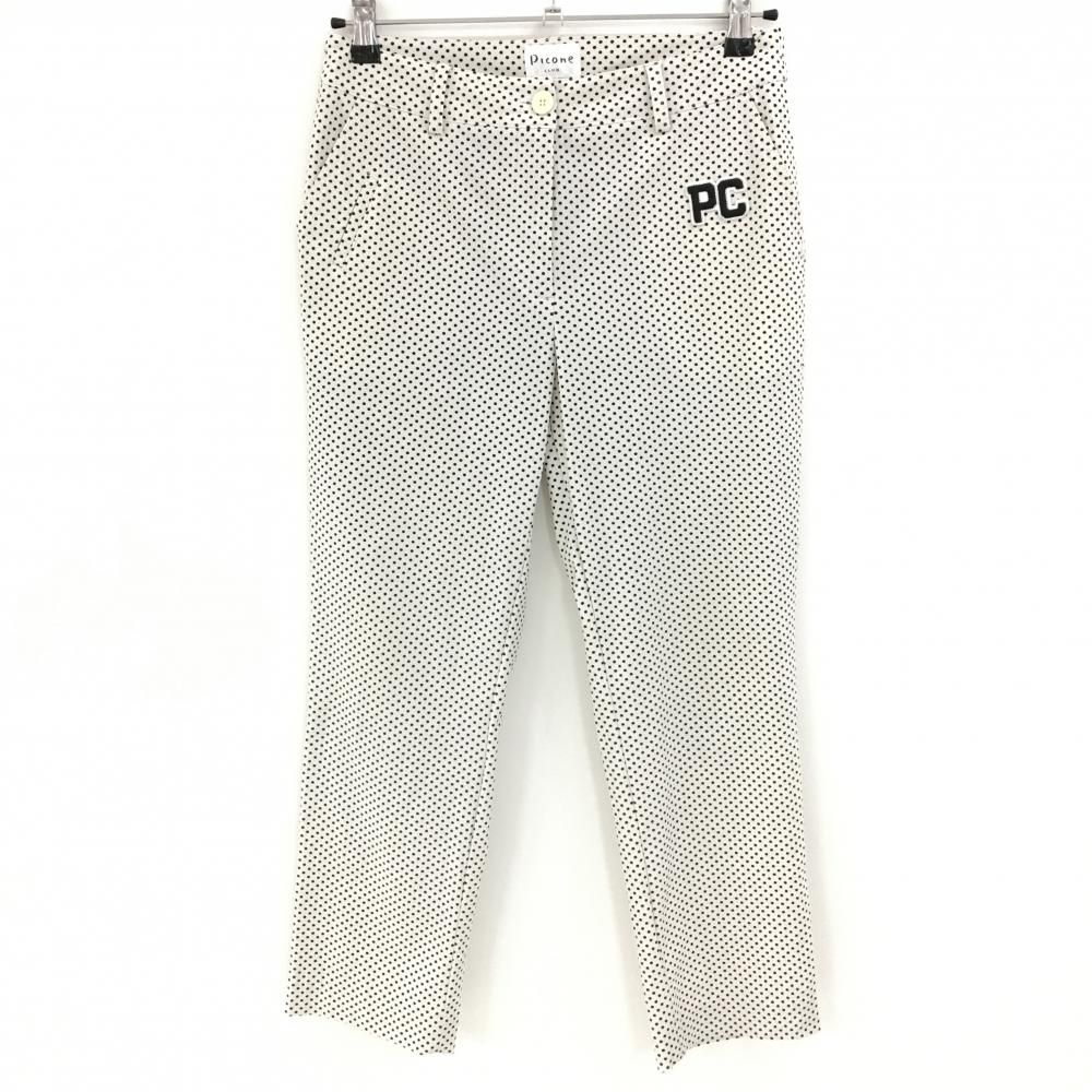 美品】ピッコーネクラブ 七分丈パンツ 白×黒 ドット柄 ロゴ