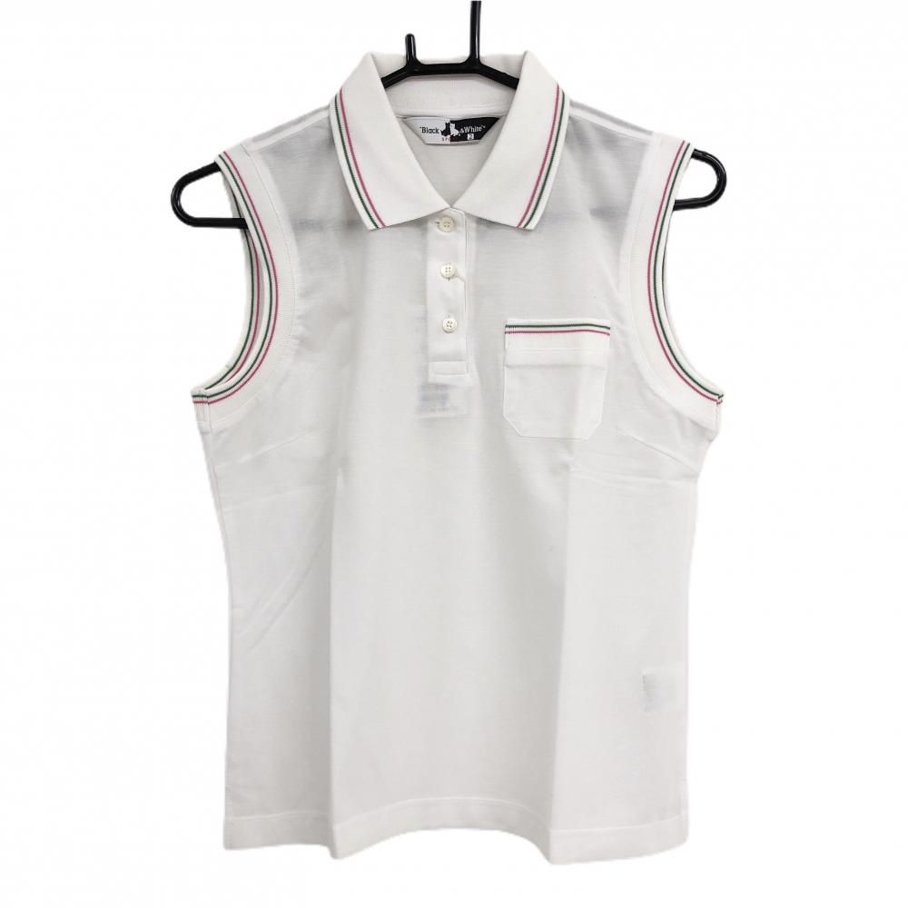 fr2golf ポロシャツ　ノースリーブ 新品】ブラックアンドホワイト ノースリーブポロシャツ 白