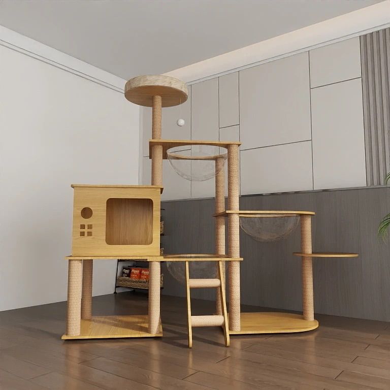 木製多層式猫タワー 海外から直郵送の為