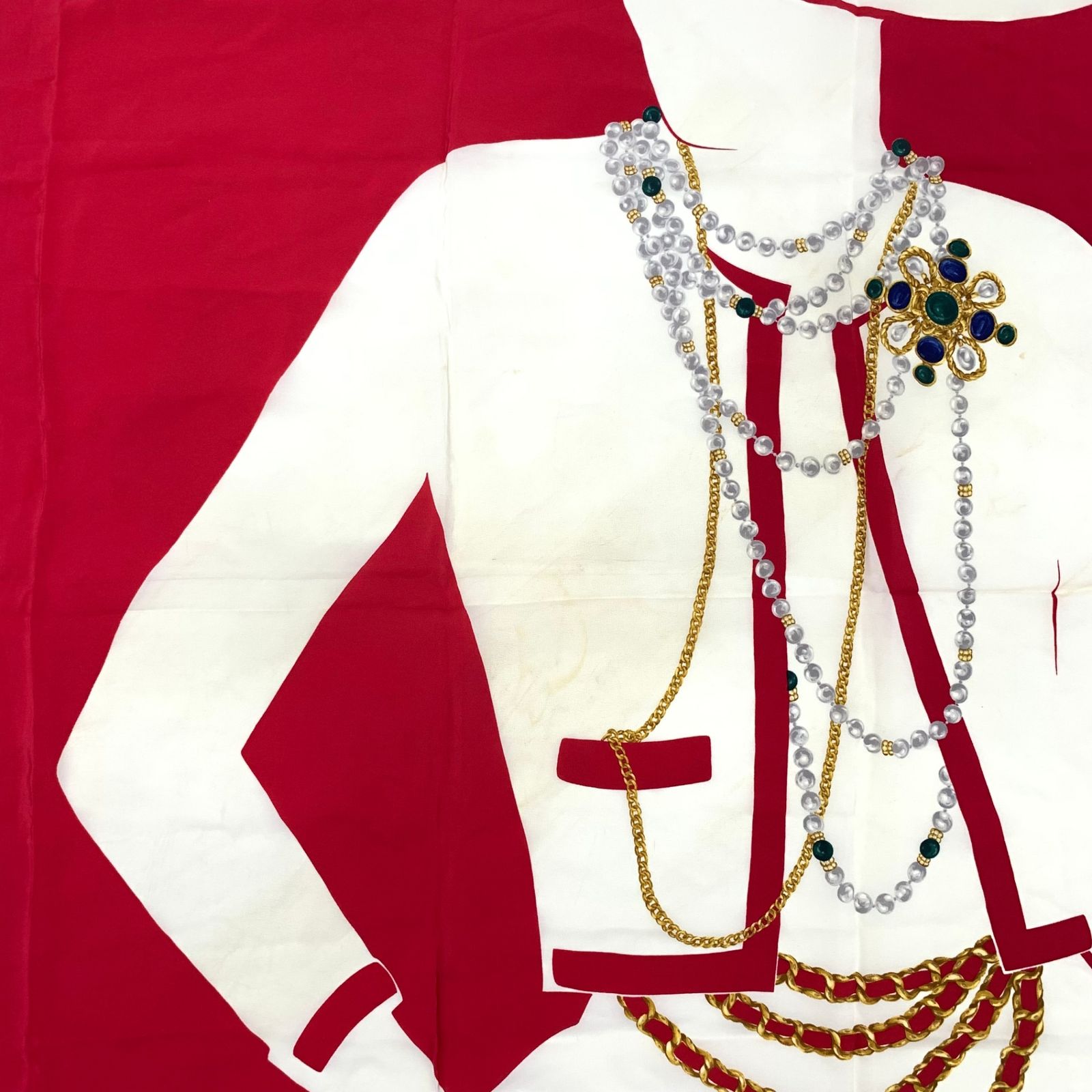 CHANEL シャネル スカーフ マドモアゼル シルエット レッド オフ