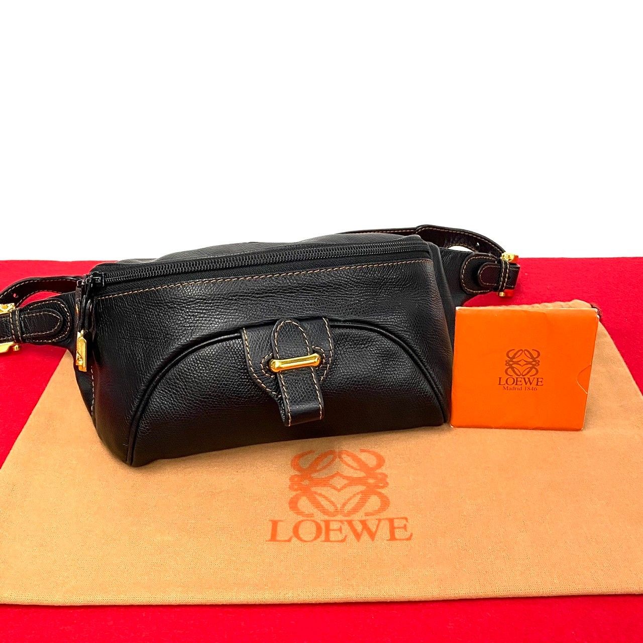 未使用保管品 LOEWE ロエベ ヴィンテージ アナグラム ロゴ レザー 