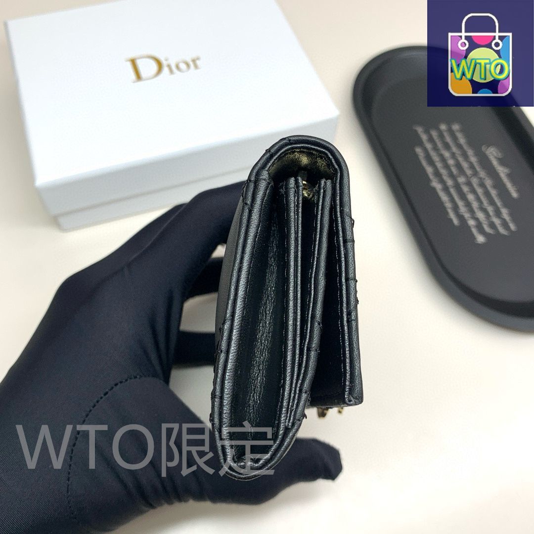 新品　未使用　ディオール　ミニウォレット　財布 今日特価】Dior 923 ミニレディディオールウォレット, ブラック