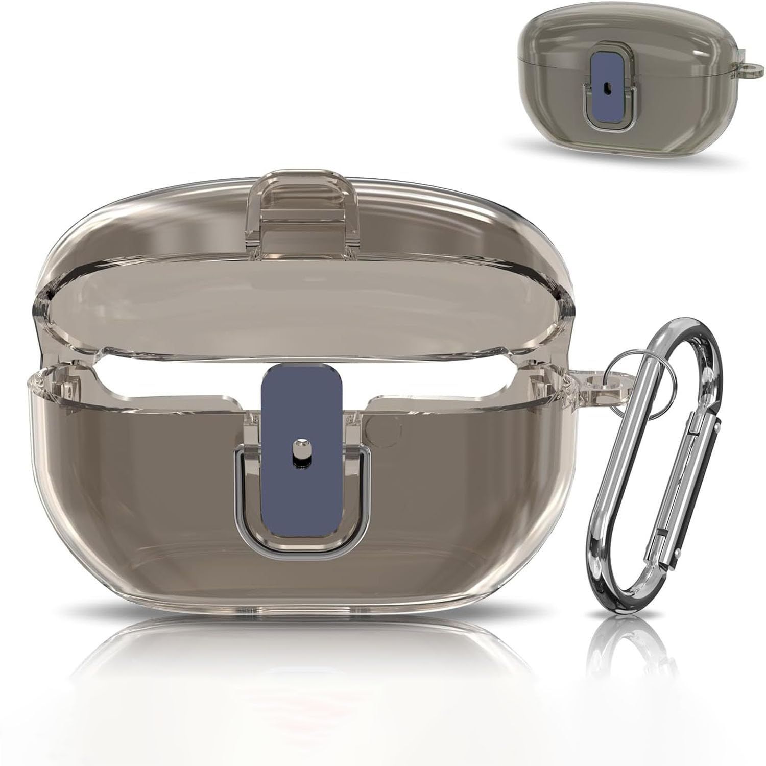 【新着商品】(透明なグレー) ソニーWF-1000XM5(2023)用セキュアロッククリアケース、TPUスーパープロテクティブハードシェルショックプルーフ、キーチェーン付き