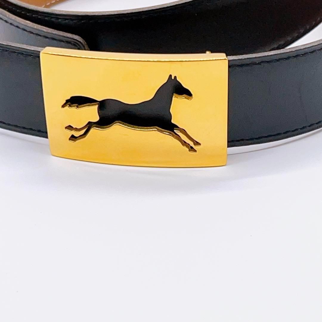エルメス ホースキット リバーシブルベルト 黒×ゴールド GD金具