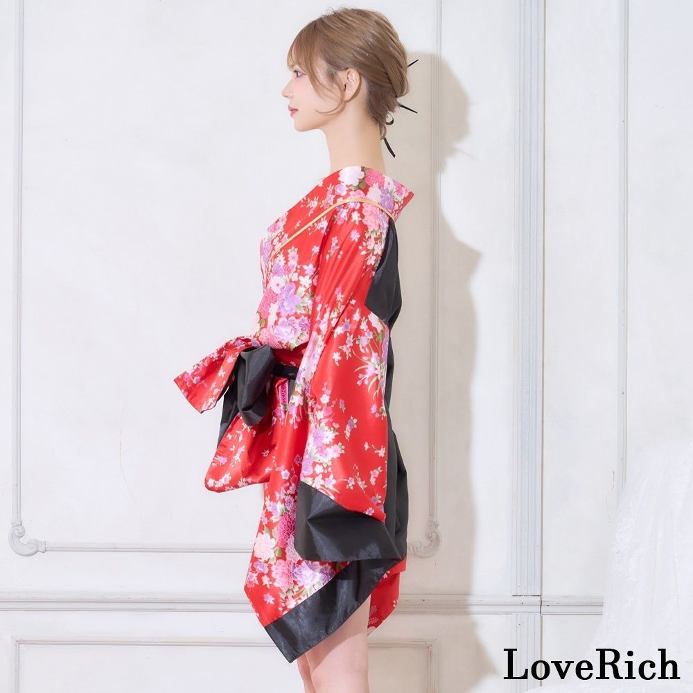 LoveRich ラブリッチ 【2点セット/5カラー】バイカラー 花柄 和柄