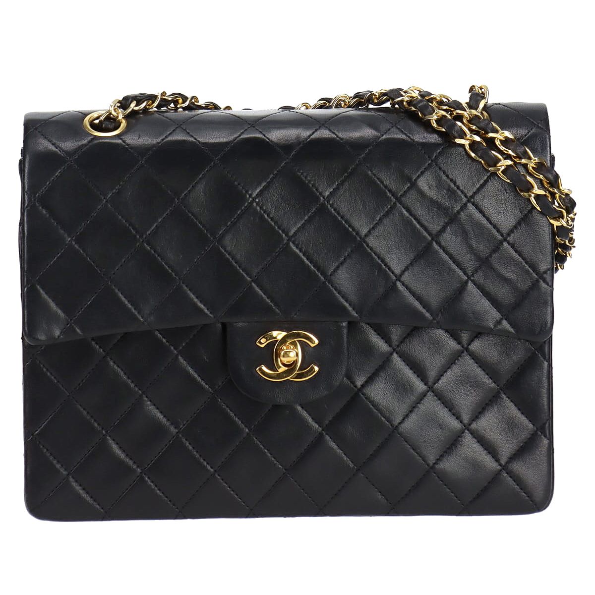 シャネル CHANNEL マトラッセ Wフラップ ショルダーバッグ 黒 ジャンク品】シャネル CHANEL マトラッセ Wフラップ チェーン