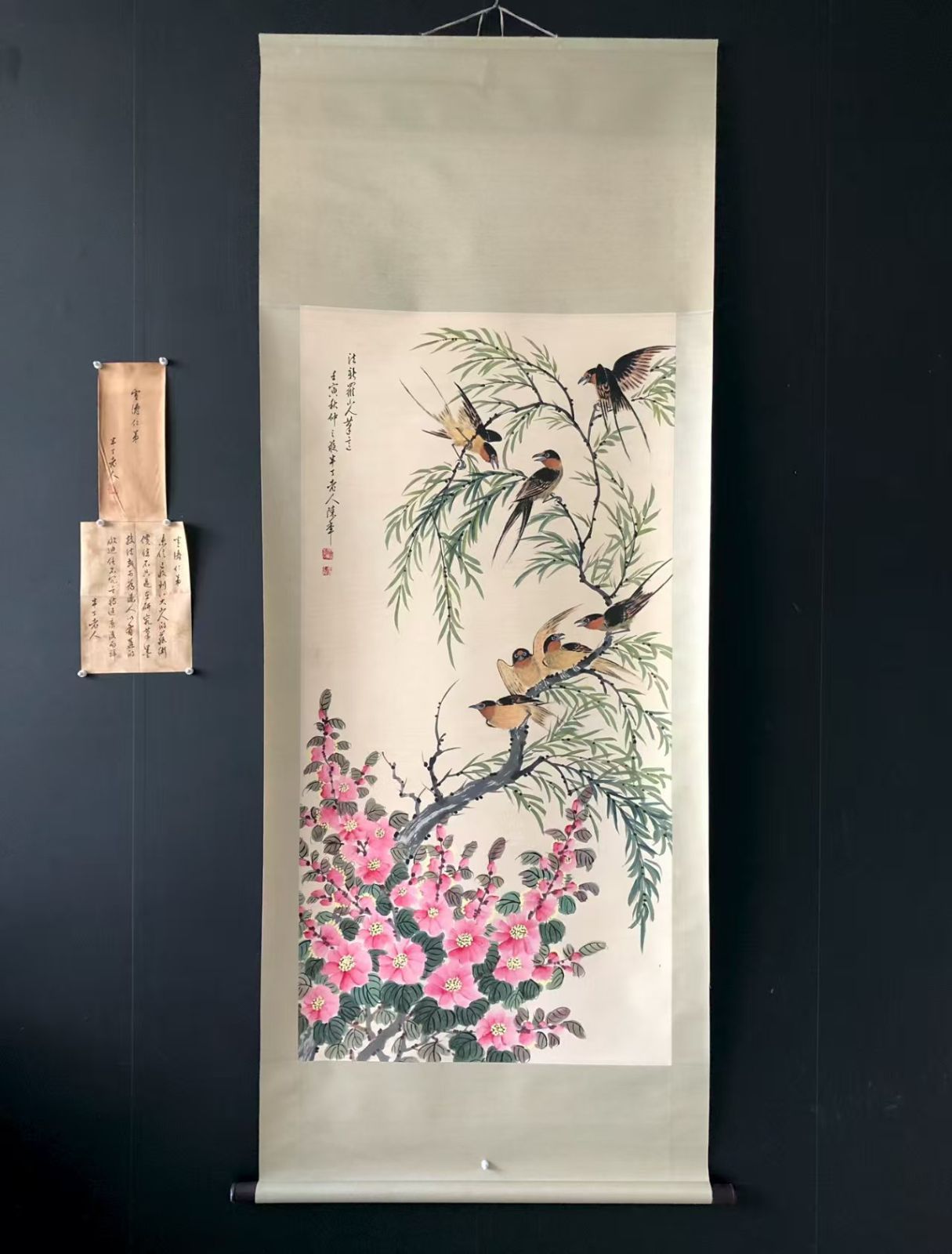 中国古美術. 陳半丁 花鳥 4尺の手描き作品 宣かみ画.観賞品.文房置物.中国骨董25090709