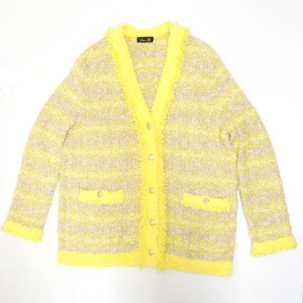 Drawer ツイード カーディガン 6515-299-0563 UAF8 イエロー系