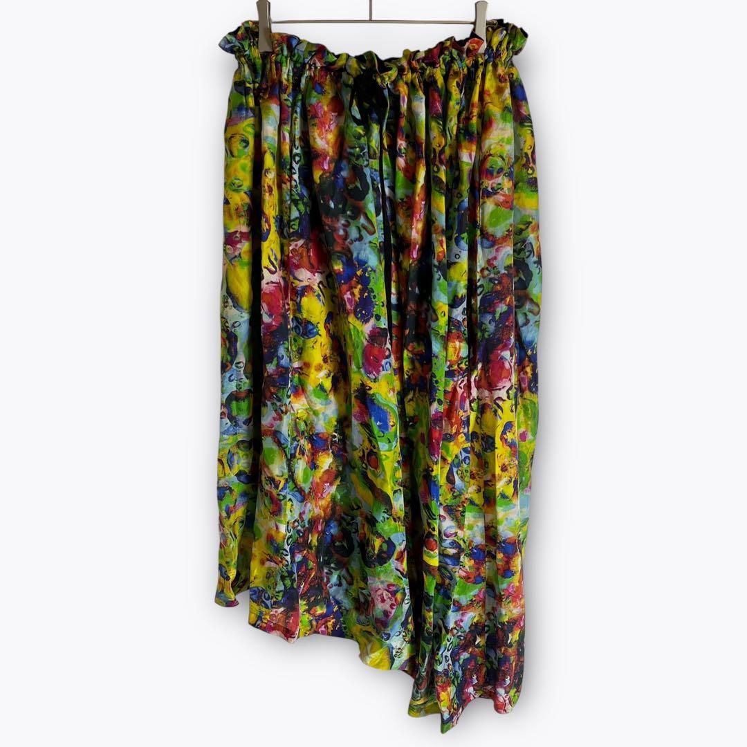 美品】Yohji Yamamoto アシンメトリー 総柄 シルクスカート