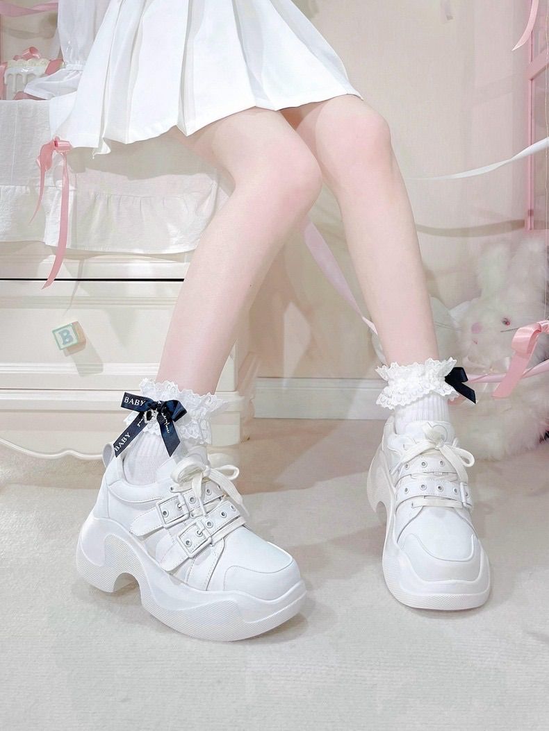 サブカルチャー パンク風 ロリィタシューズ 厚底靴 コスプレ