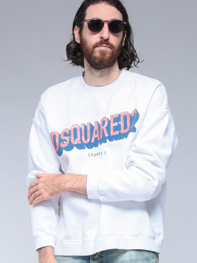 DSQUARED2 ディースクエアード 裏起毛 ラバーロゴプリント スウェット トレーナーTACTLLE LOGO