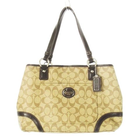 コーチ COACH ハンドバッグ PVC レザー 革 ロゴ シグネチャー ベージュ 茶 ブラウン F18928 |CK12 GY18