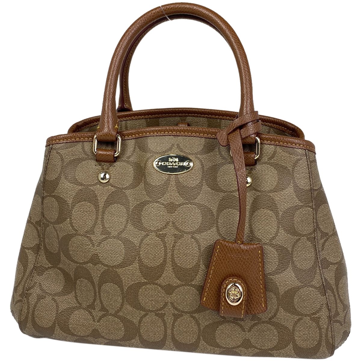 良品 COACH コーチ ハンドバッグ シグネチャー PVC レザー ベージュ COACH コーチ ハンドバッグ シグネチャー ベージュ系 レザー