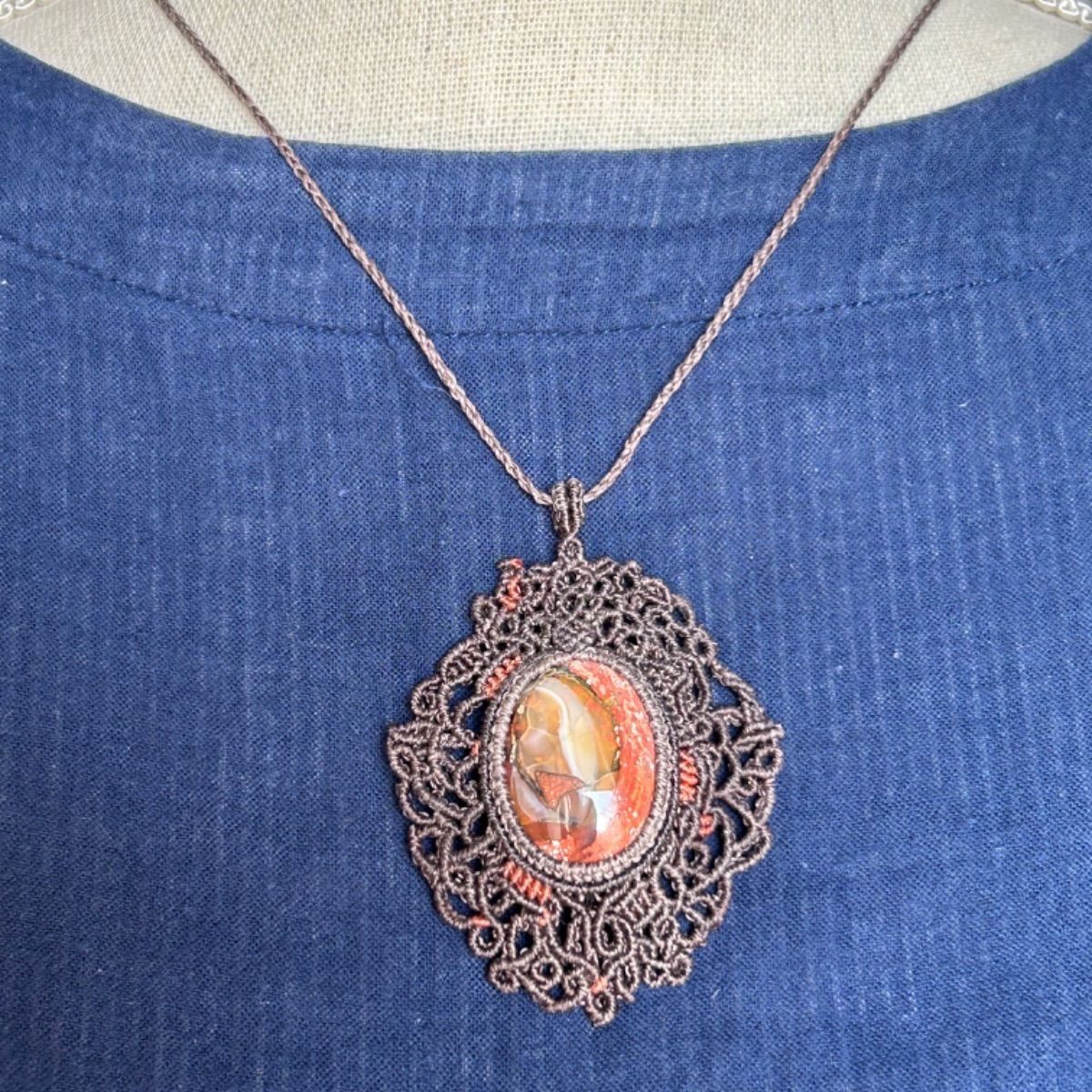 カンテラオパールのマクラメネックレス カンテラ オパール