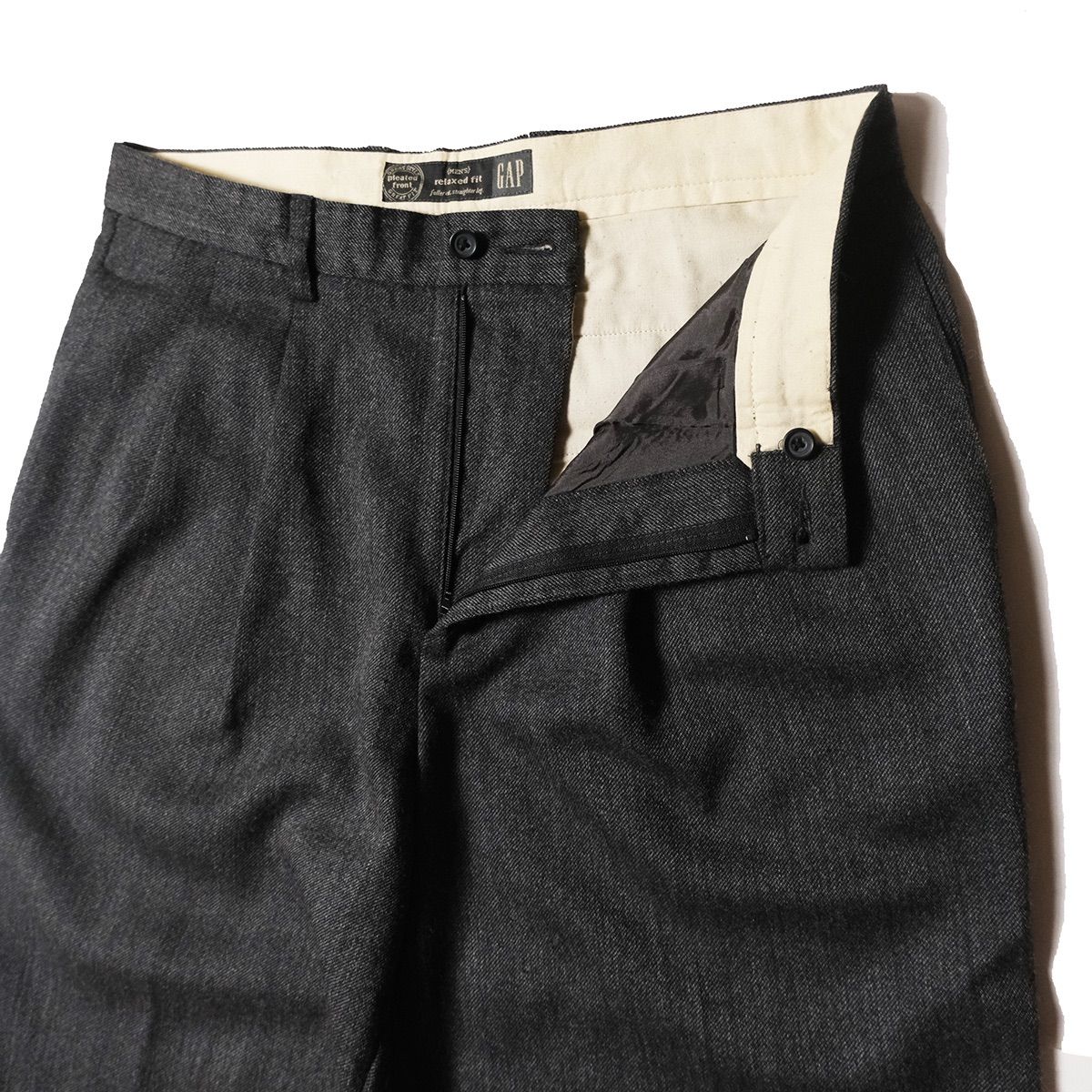 90's ギャップ GAP 2タック ウール スラックス (34/30) 黒灰杢