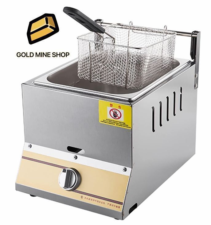 バスケットと蓋付きの10L業務用カウンタートップガスフライヤー ガスディープフライヤー フライドポテトレストランホームキッチン用チキ