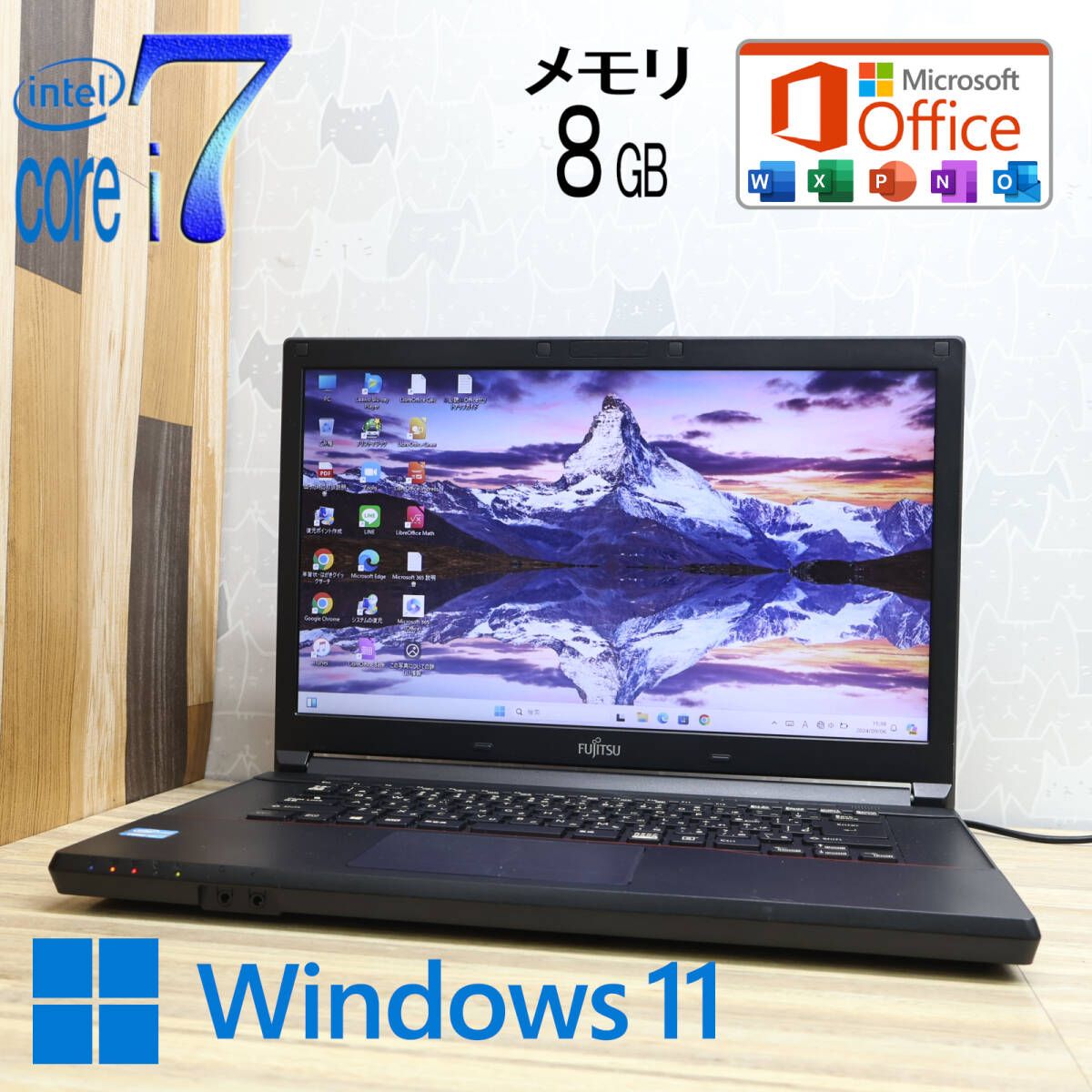 中古PC 最上級3世代i7！500GB メモリ8GBA743/G Core i7-3540M Win11 MS Office 中古品 ノートPCP78152