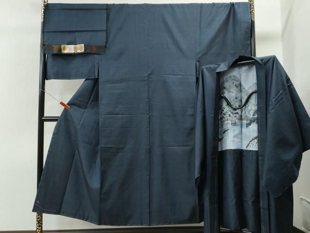 平和屋着物●男性　本場大島紬　アンサンブル　100亀甲　総詰め　植田栄二作　証紙付き　キングサイズ　正絹　逸品　未使用　CAAS6894yc 平和屋着物○男性 本場大島紬 アンサンブル 100亀甲 総詰め 植田栄二作