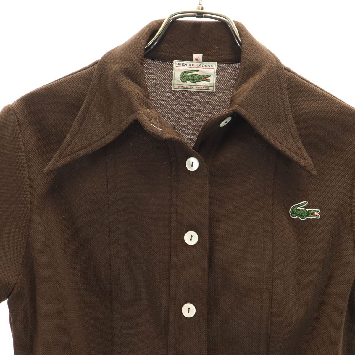 ラコステ シュミーズ ポロシャツ 半袖 エンジ L 70s-80s フランス製 MADE IN FRANCE製 80s CHEMISE LACOSTE 半袖鹿の子ポロシャツ