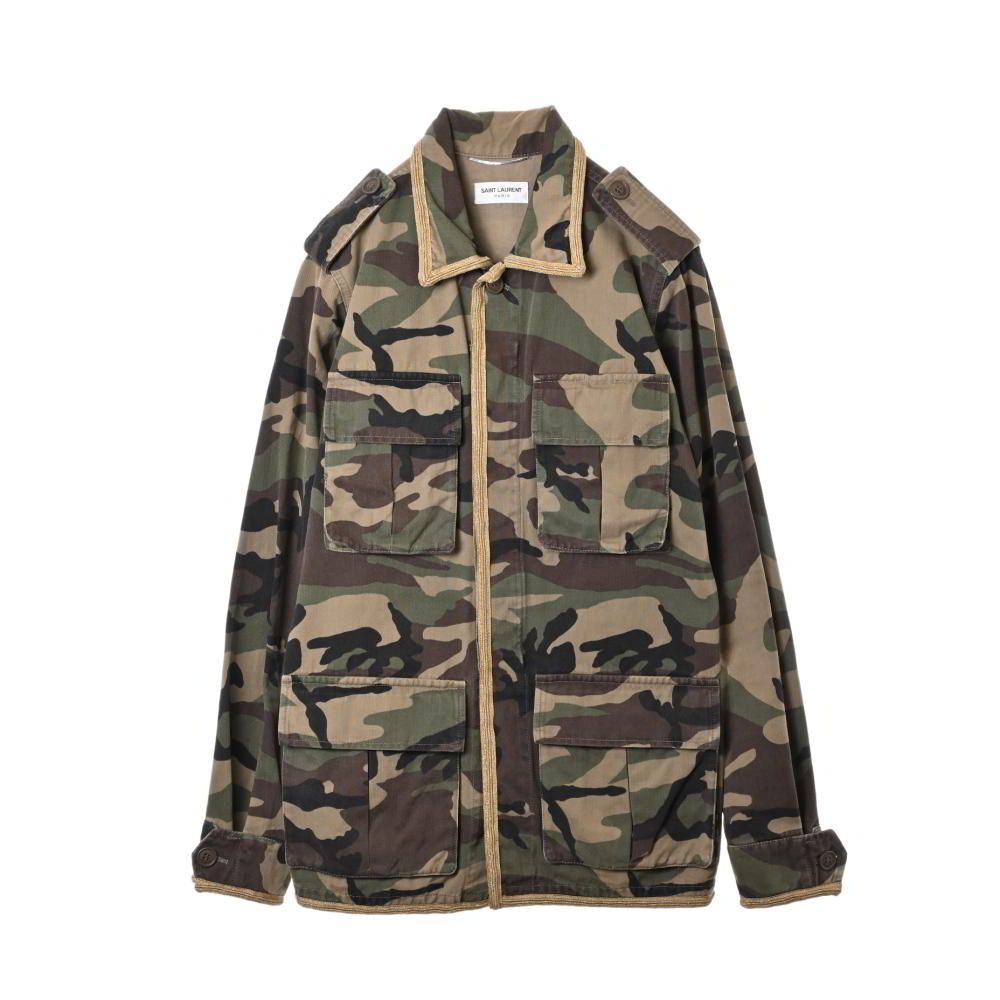 Saint Laurent Paris カモフラ ミリタリー フィールドジャケット 42 カーキ サンローラン