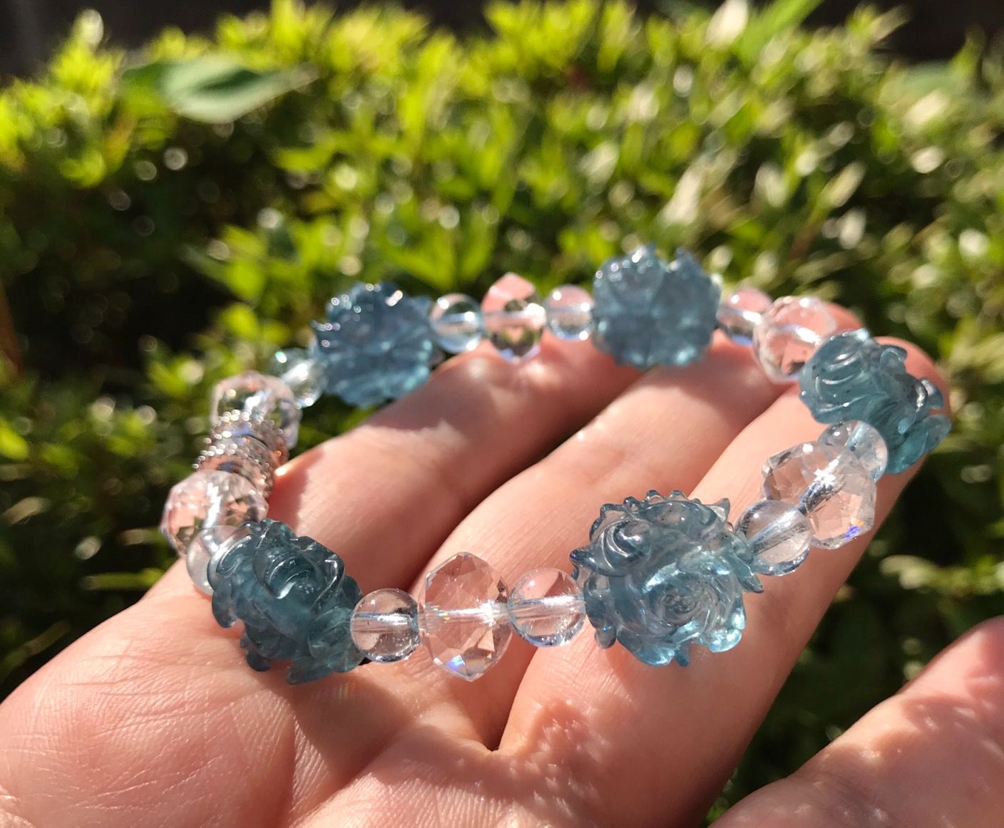 アクアマリンお花-ブルートパーズデザインブレスレット 1