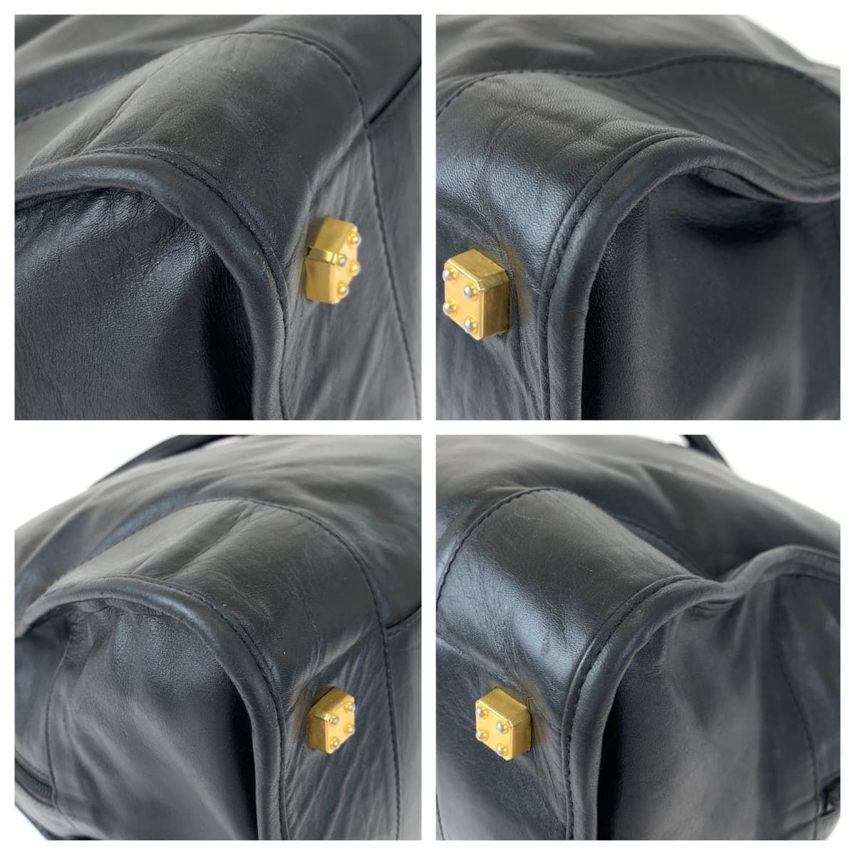 LOEWE ロエベ アマソナ50 ブラック 黒 ゴールド金具 レザー ボストン