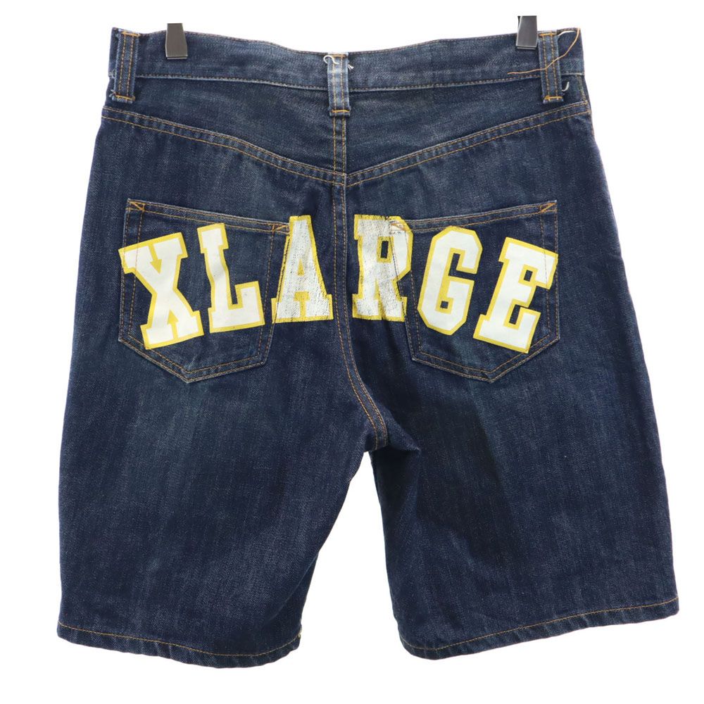 エクストララージ バックプリント デニムショートパンツ W32 インディゴ XLARGE メンズ