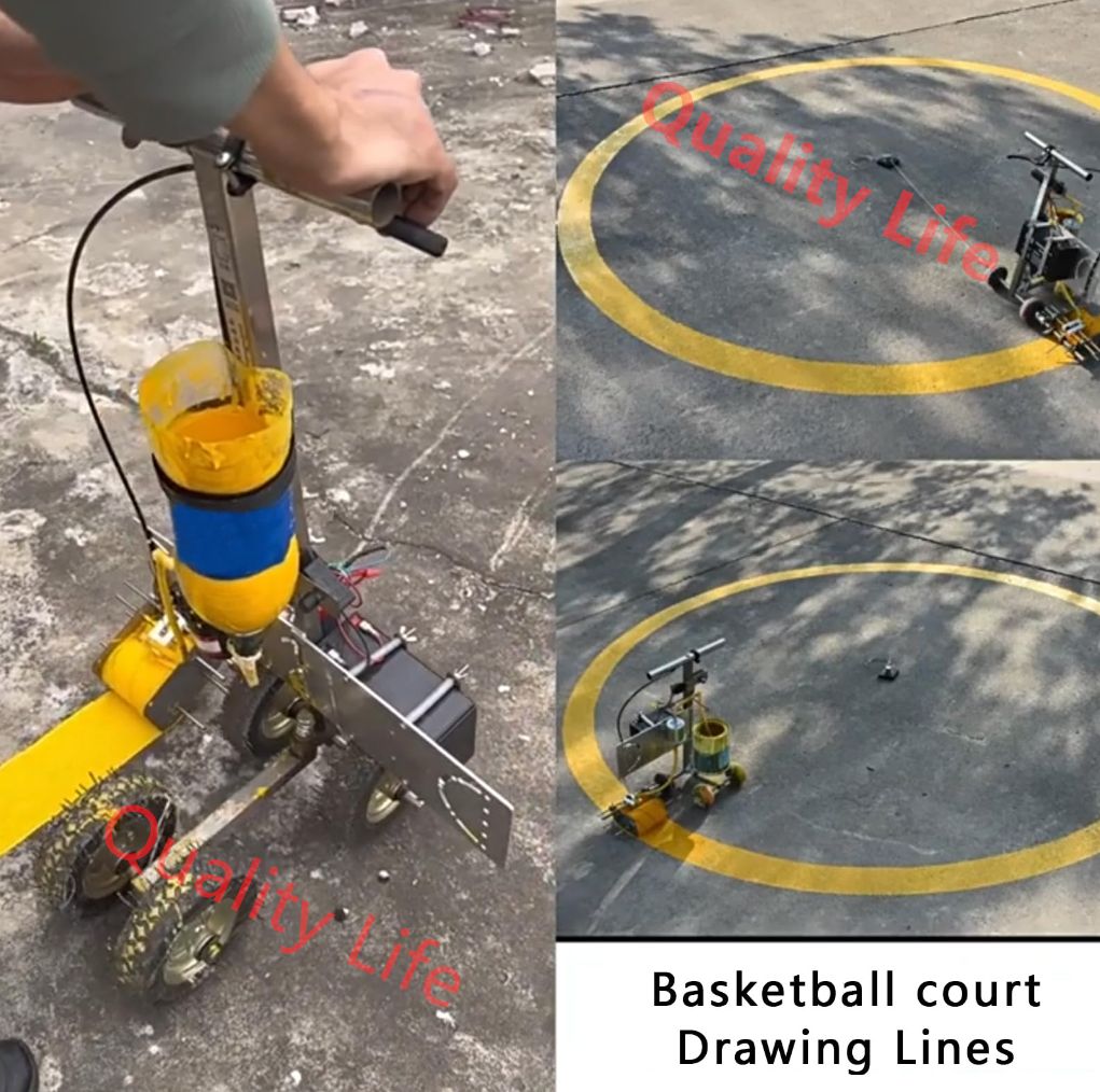 電気ペイントラインペインターバスケットボールコート路面塗装機ライン幅5|10|15cmより高い設計駐車場